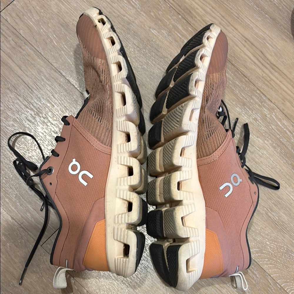On Running Shoes in Brown and Orange